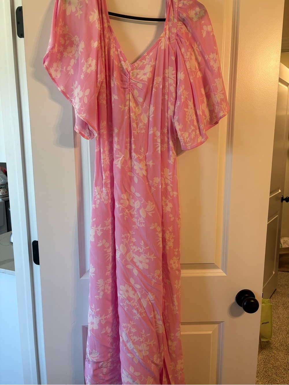 NWT A New Day Pink Floral Flutter Sleeve Maxi Dress